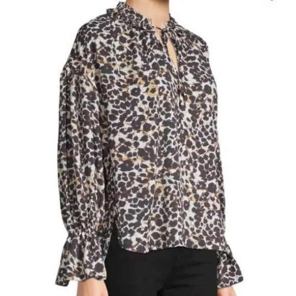 SANCTUARY New Leopard Ruffle Collar Blouse - Picture 2 of 2